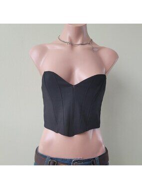 Zara Black Tailored Corset Style Strapless Structured Tube Top (XS)